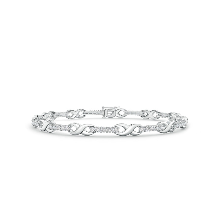 1.6mm HSI2 Diamond Infinity Linear Link Bracelet in White Gold 