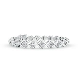 1.6mm GVS2 Diamond Floral Clustre 'XO' Bracelet in 9K White Gold