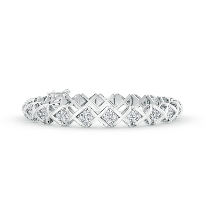 1.6mm GVS2 Diamond Floral Clustre 'XO' Bracelet in White Gold 