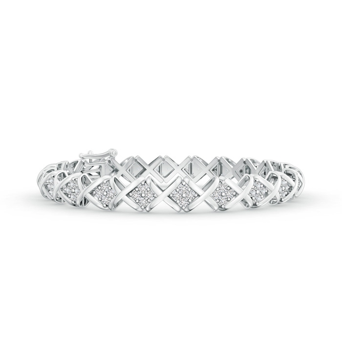 1.6mm HSI2 Diamond Floral Clustre 'XO' Bracelet in White Gold 