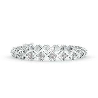 1.6mm IJI1I2 Diamond Floral Clustre 'XO' Bracelet in White Gold