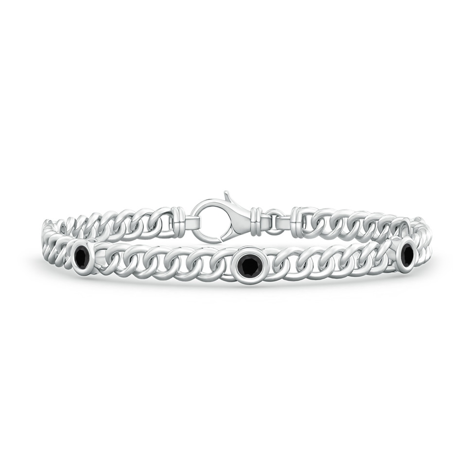 3.5mm AAA Bezel-Set Black Onyx Curb Chain Link Bracelet in White Gold 