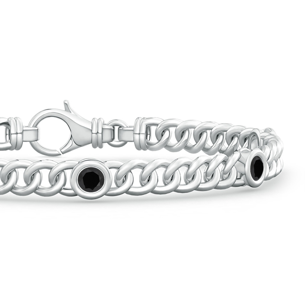 3.5mm AAA Bezel-Set Black Onyx Curb Chain Link Bracelet in White Gold Side-1