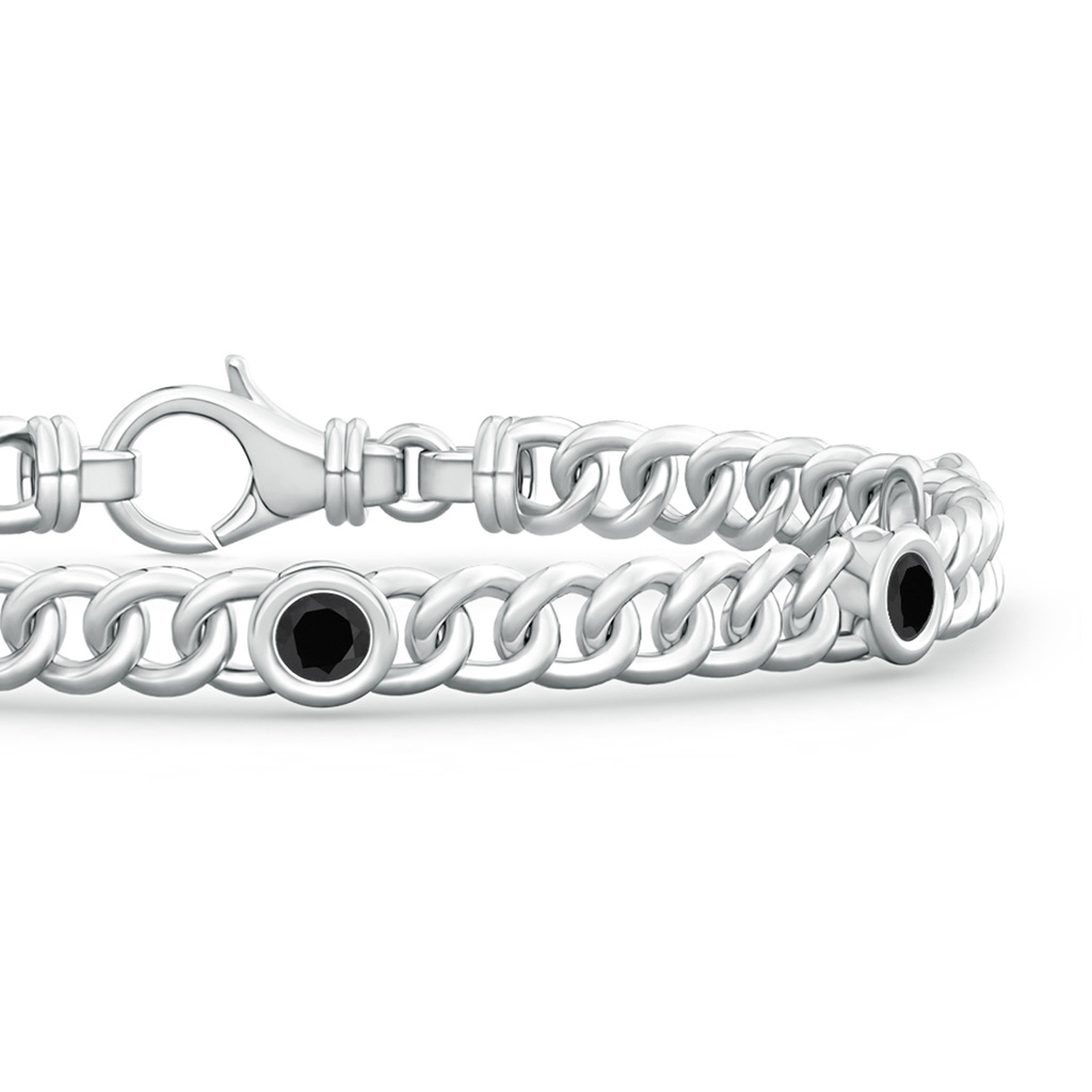 3.5mm AAA Bezel-Set Black Onyx Curb Chain Link Bracelet in White Gold - side 199