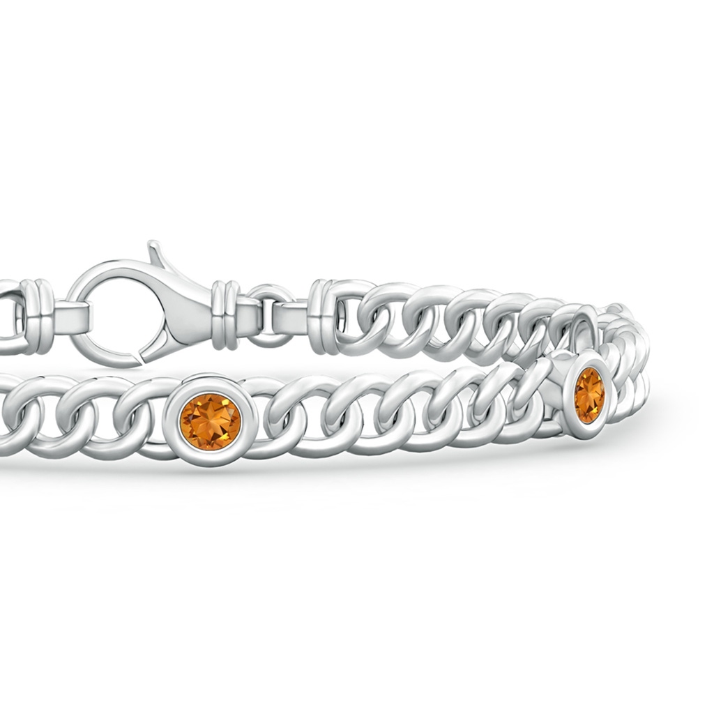 3.5mm AAA Bezel-Set Citrine Curb Chain Link Bracelet in White Gold - side 199