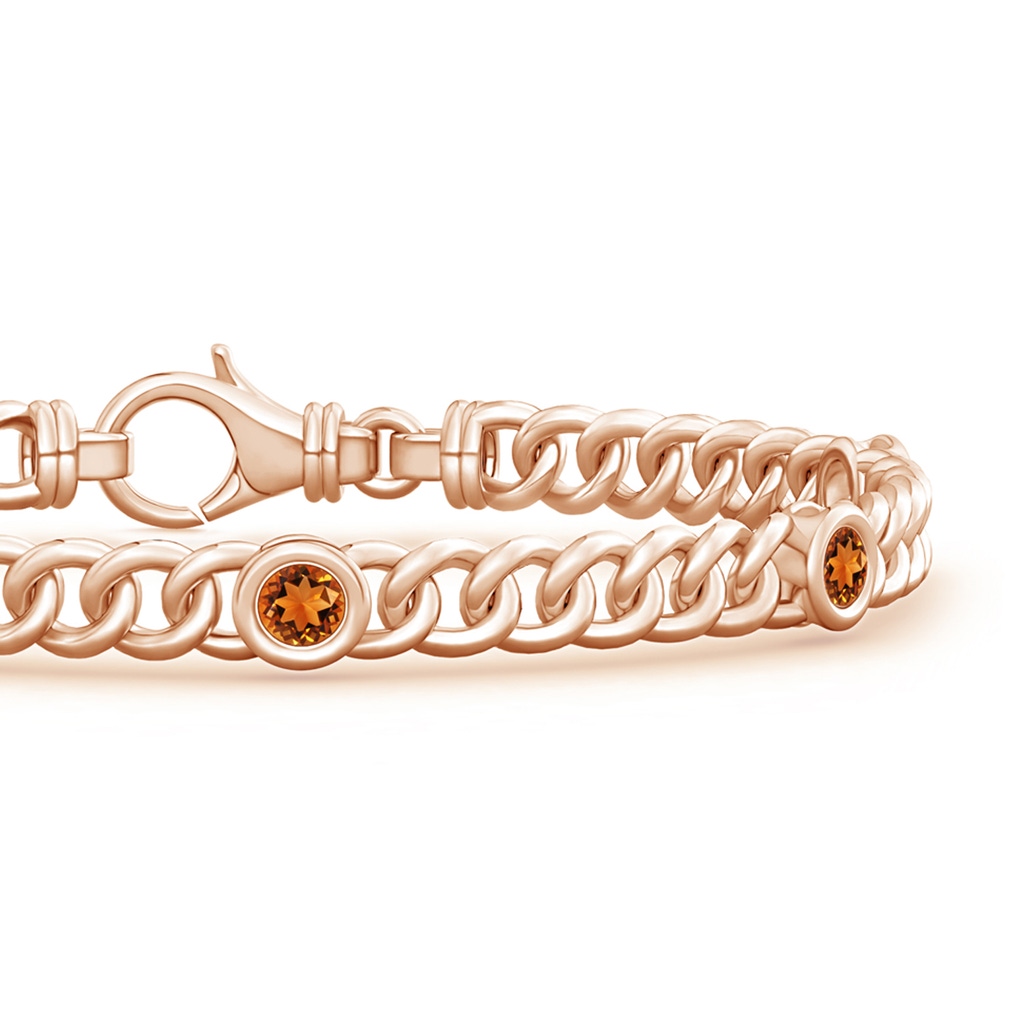 3.5mm AAAA Bezel-Set Citrine Curb Chain Link Bracelet in Rose Gold - side 199