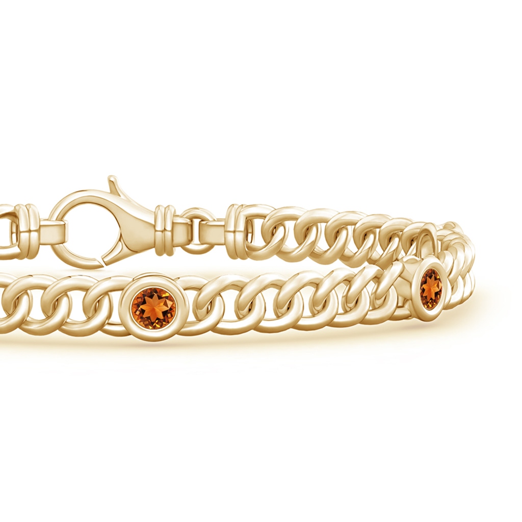 3.5mm AAAA Bezel-Set Citrine Curb Chain Link Bracelet in Yellow Gold - side 199