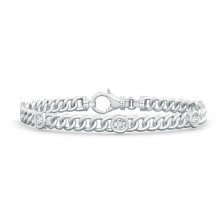 3.5mm GVS2 Bezel-Set Diamond Curb Chain Link Bracelet in White Gold