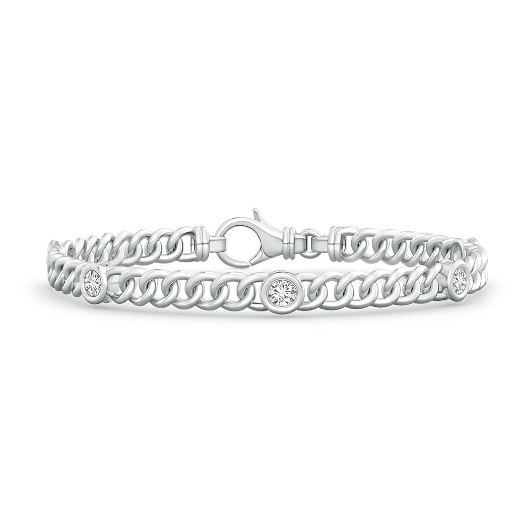 3.5mm HSI2 Bezel-Set Diamond Curb Chain Link Bracelet in White Gold