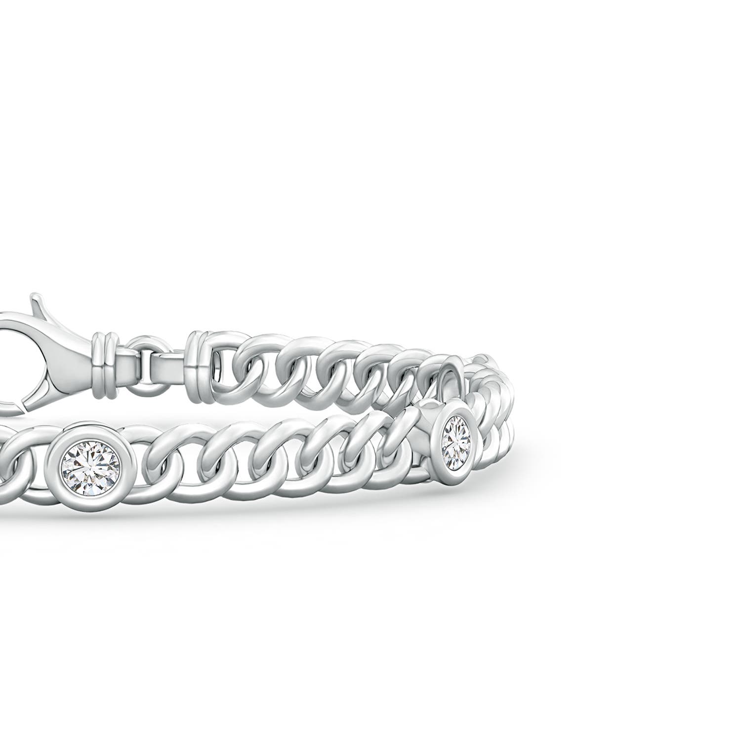 3.5mm HSI2 Bezel-Set Diamond Curb Chain Link Bracelet in White Gold - side 2