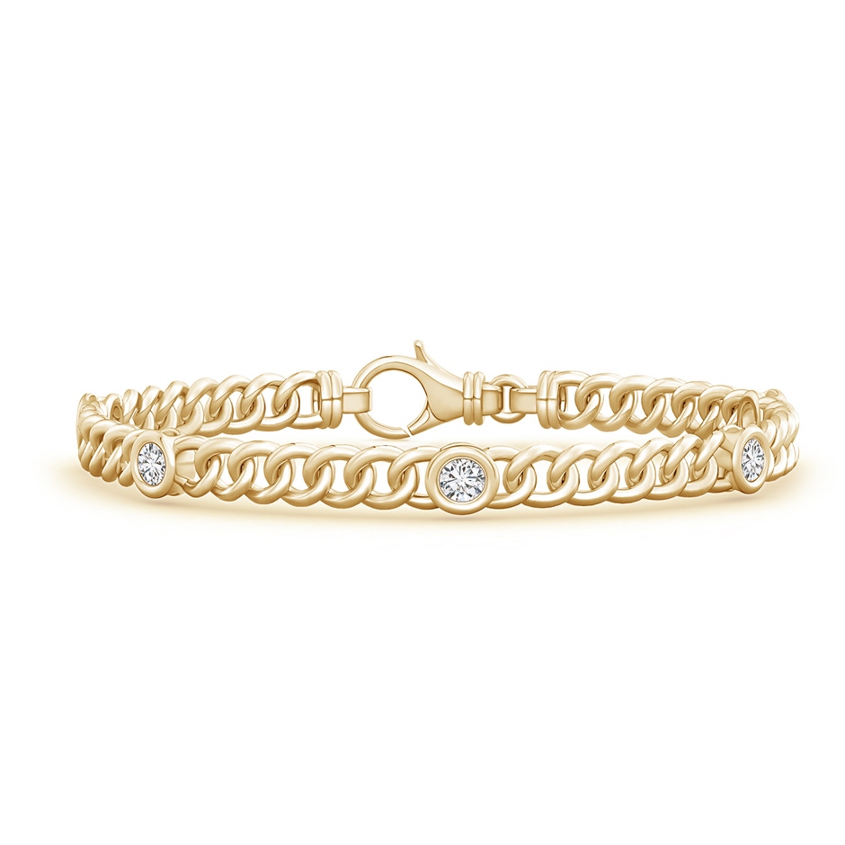 3.5mm HSI2 Bezel-Set Diamond Curb Chain Link Bracelet in Yellow Gold 