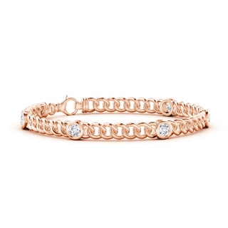 3.8mm GVS2 Bezel-Set Diamond Curb Chain Link Bracelet in 9K Rose Gold