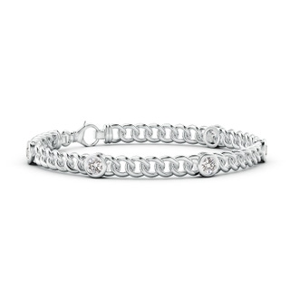 3.8mm IJI1I2 Bezel-Set Diamond Curb Chain Link Bracelet in 10K White Gold