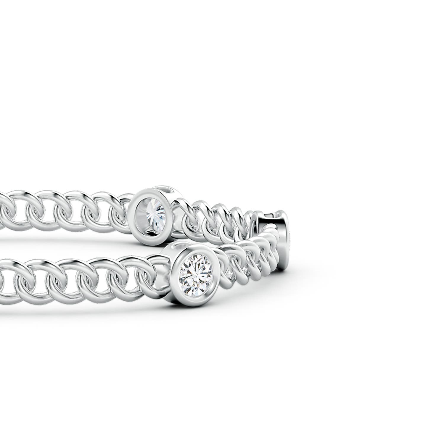 4.8mm HSI2 Bezel-Set Diamond Curb Chain Link Bracelet in White Gold