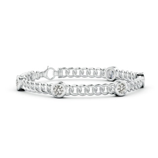 4.8mm KI3 Bezel-Set Diamond Curb Chain Link Bracelet in 10K White Gold