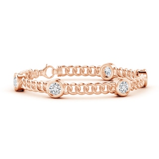 5.4mm HSI2 Bezel-Set Diamond Curb Chain Link Bracelet in 9K Rose Gold