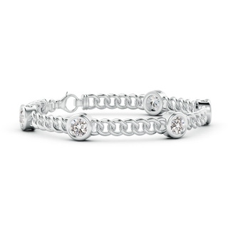 5.4mm IJI1I2 Bezel-Set Diamond Curb Chain Link Bracelet in 10K White Gold