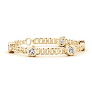 5.4mm IJI1I2 Bezel-Set Diamond Curb Chain Link Bracelet in 10K Yellow Gold