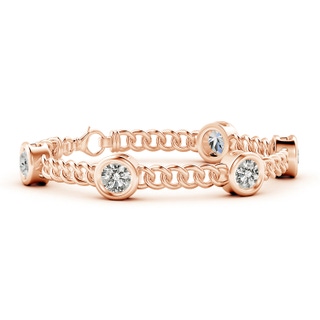 6.4mm KI3 Bezel-Set Diamond Curb Chain Link Bracelet in 10K Rose Gold