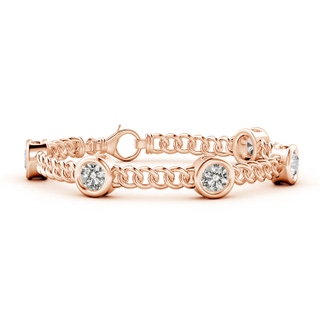 6mm KI3 Bezel-Set Diamond Curb Chain Link Bracelet in Rose Gold