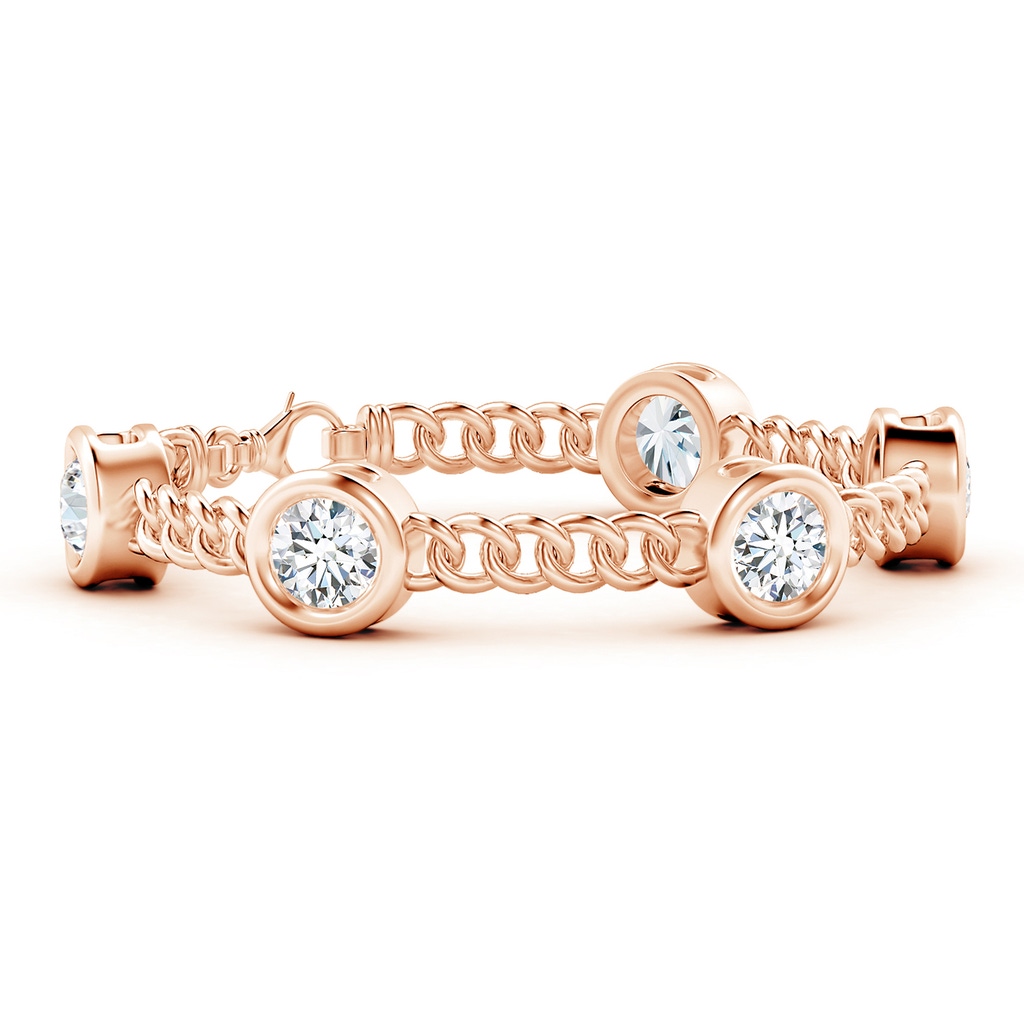 7.4mm GVS2 Bezel-Set Diamond Curb Chain Link Bracelet in 10K Rose Gold