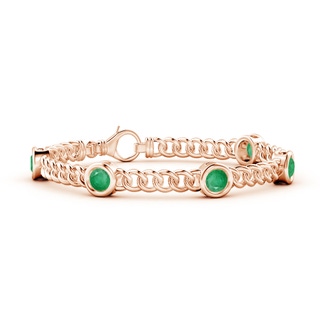 5mm A Bezel-Set Emerald Curb Chain Link Bracelet in 10K Rose Gold