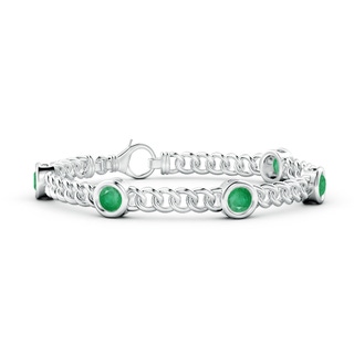 5mm A Bezel-Set Emerald Curb Chain Link Bracelet in 10K White Gold