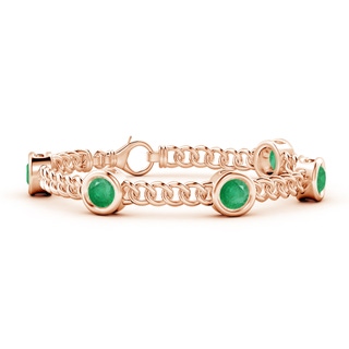 6mm A Bezel-Set Emerald Curb Chain Link Bracelet in 10K Rose Gold