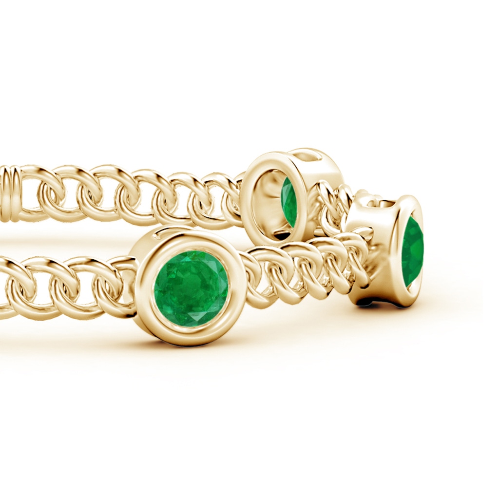 6mm AA Bezel-Set Emerald Curb Chain Link Bracelet in Yellow Gold Side 199