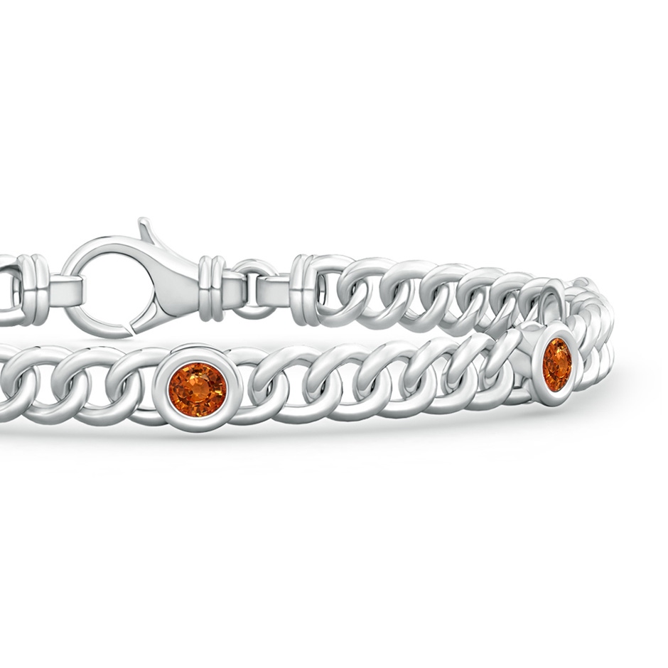 3.5mm AAAA Bezel-Set Orange Sapphire Curb Chain Link Bracelet in White Gold side-1