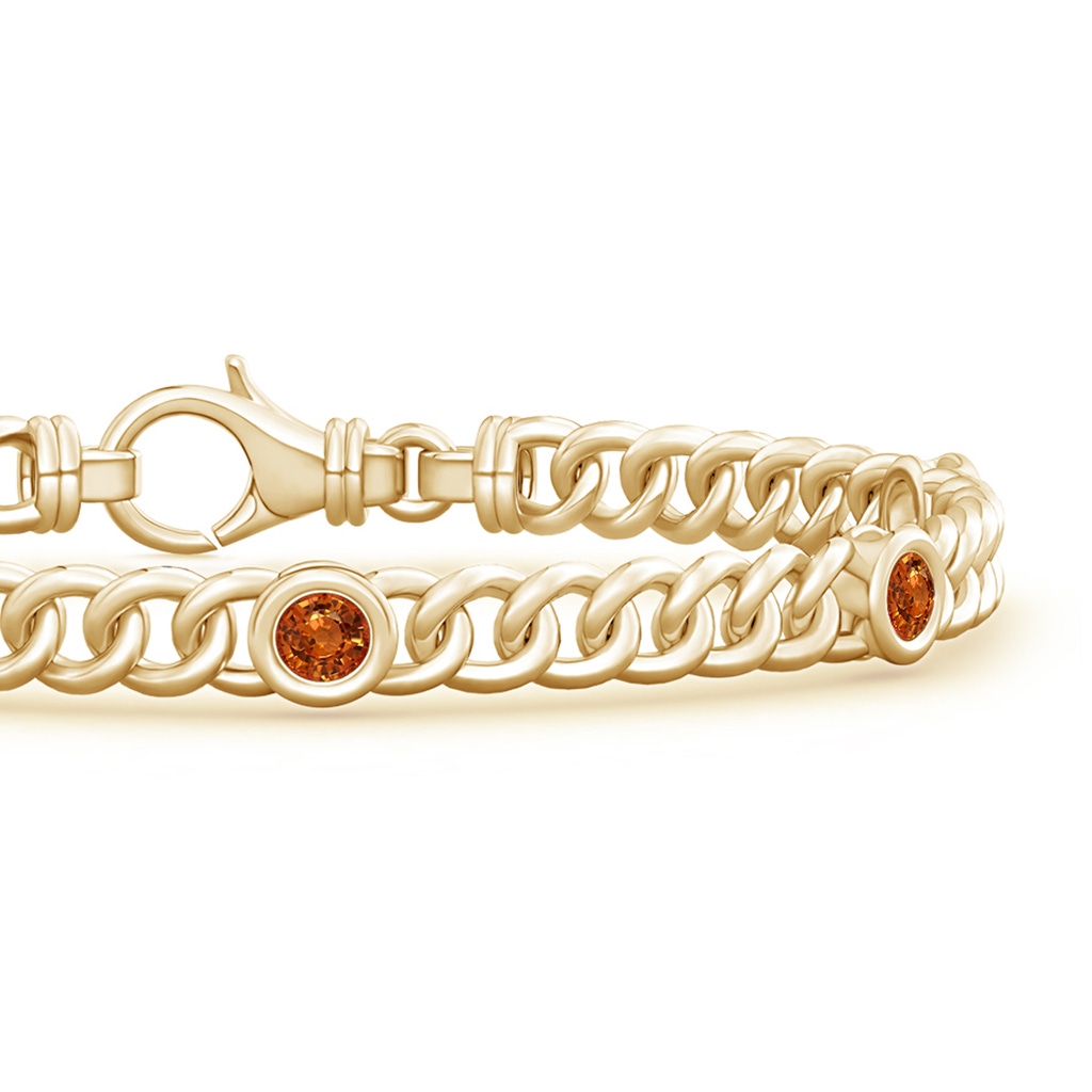 3.5mm AAAA Bezel-Set Orange Sapphire Curb Chain Link Bracelet in Yellow Gold - side 199