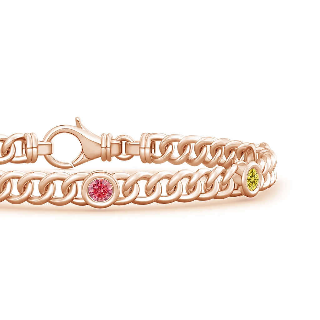 3.5mm AAAA Bezel-Set Fancy Intense Multi-Color Diamond Curb Chain Link Bracelet in Rose Gold - side 199