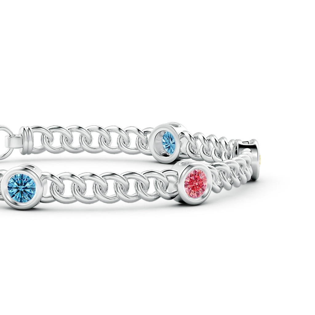4.8mm AAAA Bezel-Set Fancy Intense Multi-Color Diamond Curb Chain Link Bracelet in White Gold - side 199