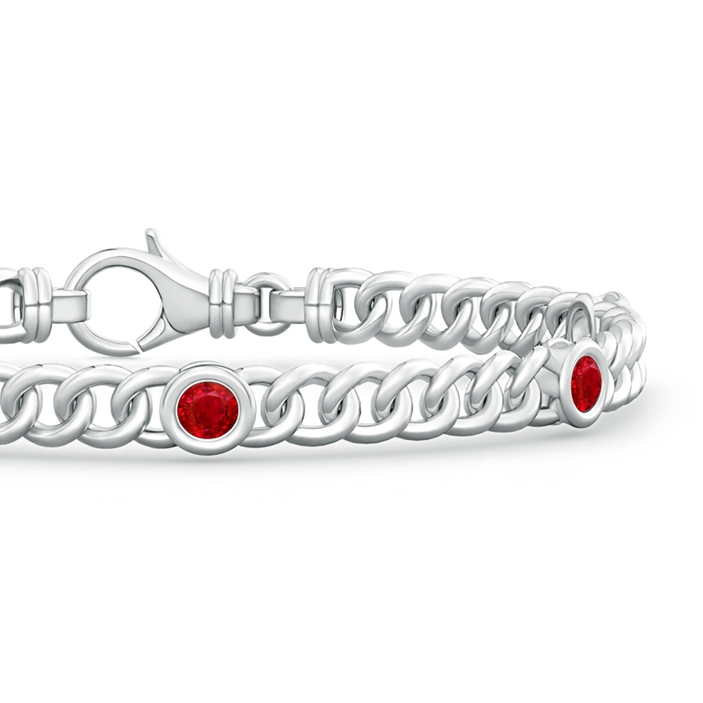 3.5mm AAA Bezel-Set Ruby Curb Chain Link Bracelet in White Gold Side 199