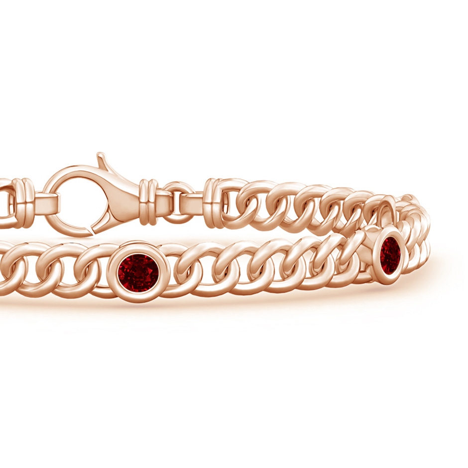 3.5mm AAAA Bezel-Set Ruby Curb Chain Link Bracelet in Rose Gold side 199