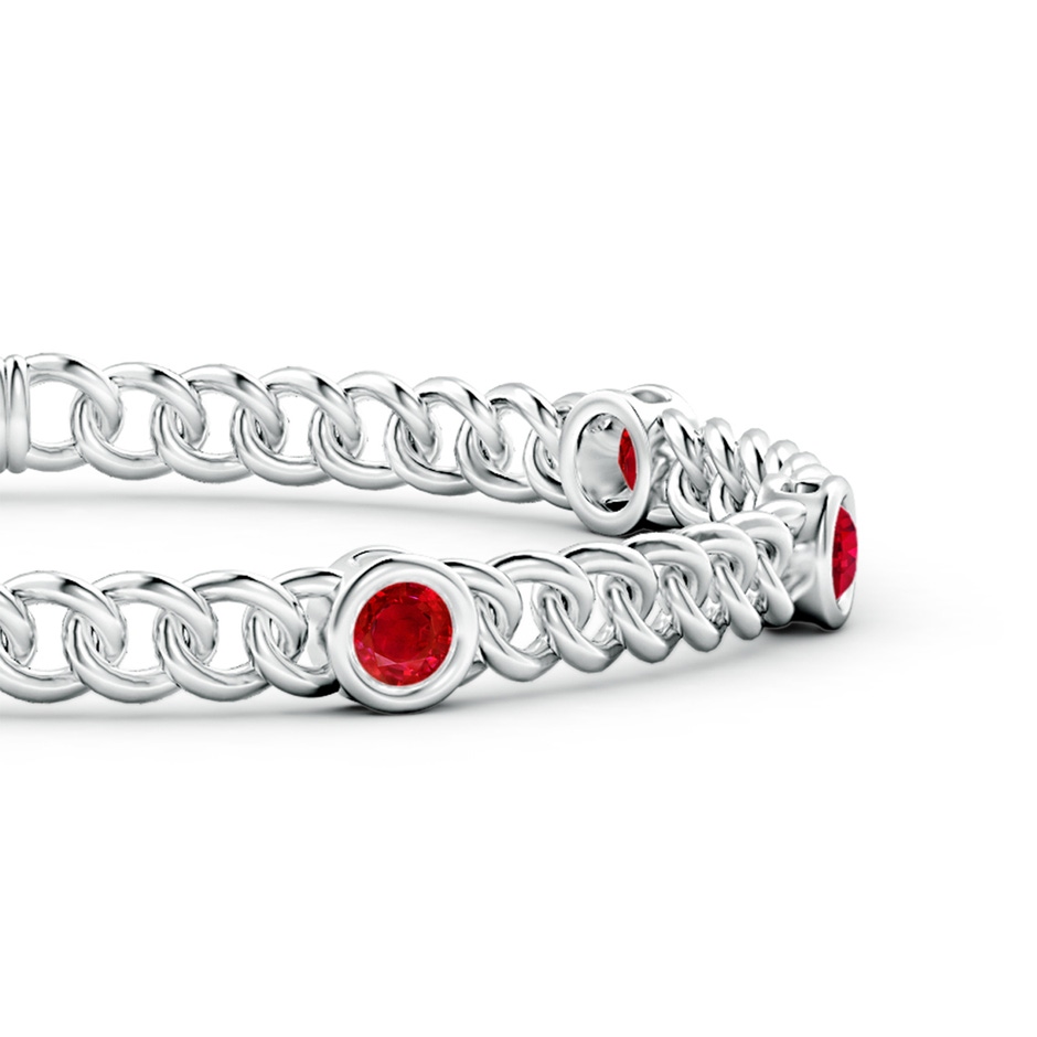 4mm AAA Bezel-Set Ruby Curb Chain Link Bracelet in White Gold side 199