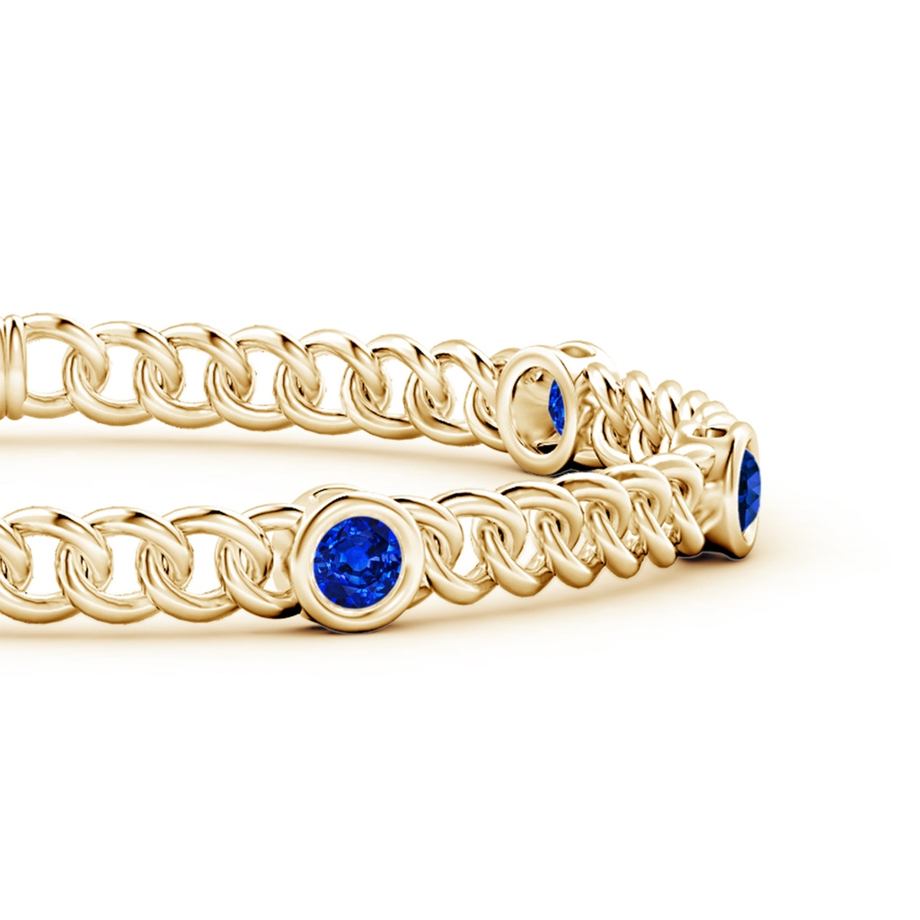 4mm AAAA Bezel-Set Blue Sapphire Curb Chain Link Bracelet in Yellow Gold Side 199