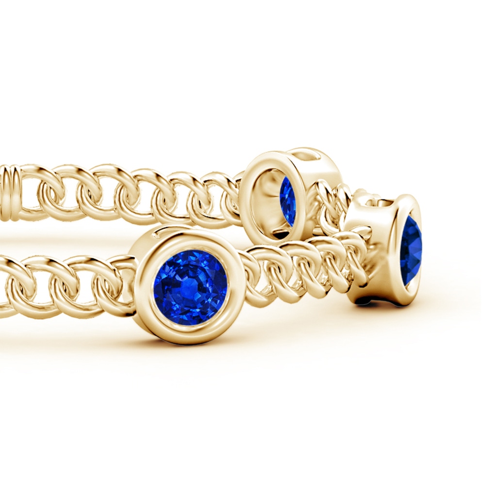 6mm AAAA Bezel-Set Blue Sapphire Curb Chain Link Bracelet in 10K Yellow Gold Side 199