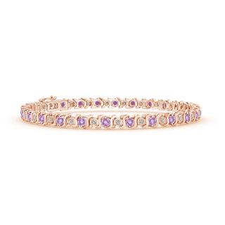 2.5mm A S Curl Amethyst and Diamond Tennis Bracelet in Rose Gold