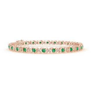 2.5mm A S Curl Emerald and Diamond Tennis Bracelet in Rose Gold