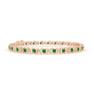2.5mm AA S Curl Emerald and Diamond Tennis Bracelet in 10K Rose Gold