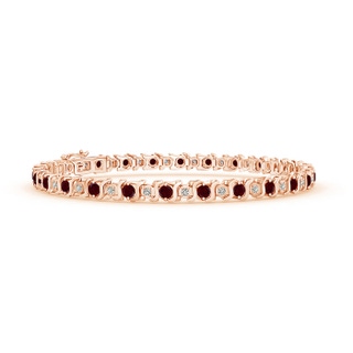 2.5mm A S Curl Garnet and Diamond Tennis Bracelet in 9K Rose Gold