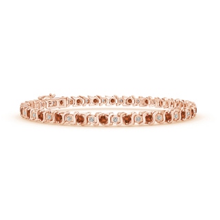 2.5mm A S Curl Garnet and Diamond Tennis Bracelet in Rose Gold