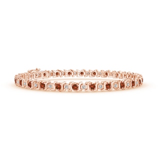 2.5mm AA S Curl Garnet and Diamond Tennis Bracelet in Rose Gold