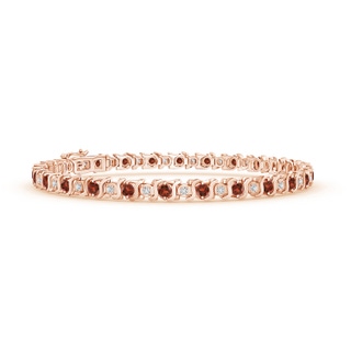 2.5mm AAA S Curl Garnet and Diamond Tennis Bracelet in Rose Gold