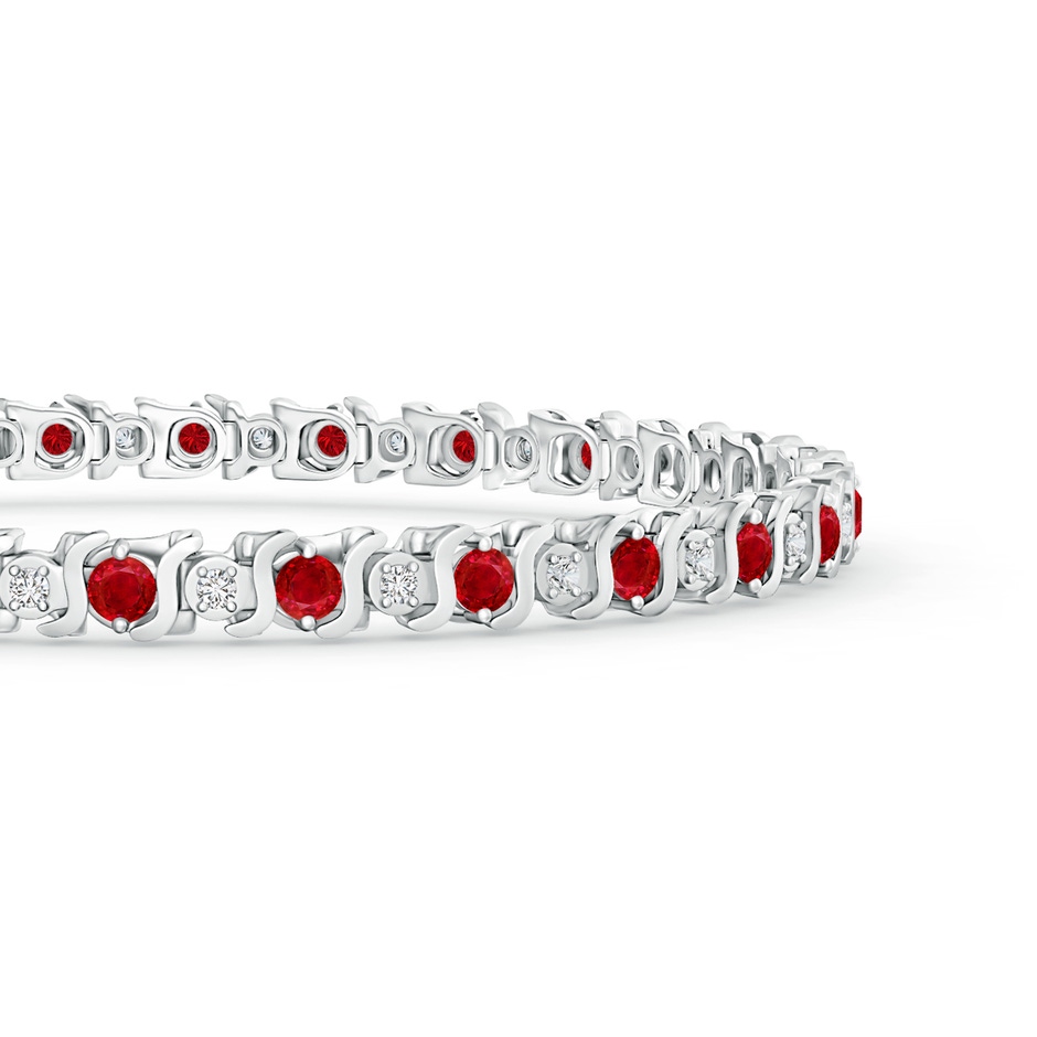 2.5mm AAA S Curl Ruby and Diamond Tennis Bracelet in White Gold side-1