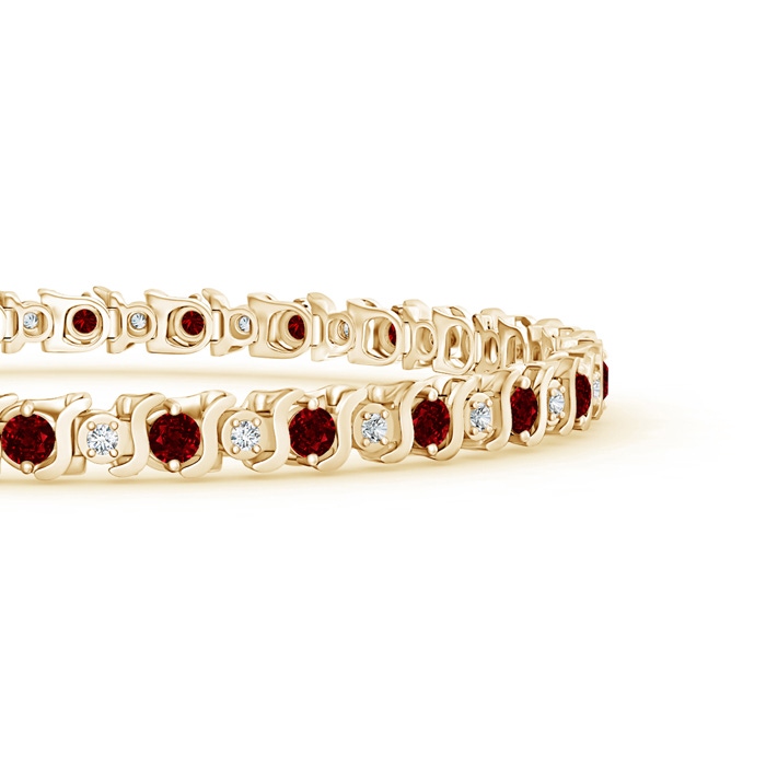 2.5mm AAAA S Curl Ruby and Diamond Tennis Bracelet in 9K Yellow Gold product image