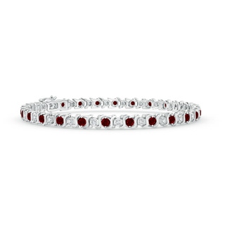 2.5mm AAAA S Curl Ruby and Diamond Tennis Bracelet in White Gold