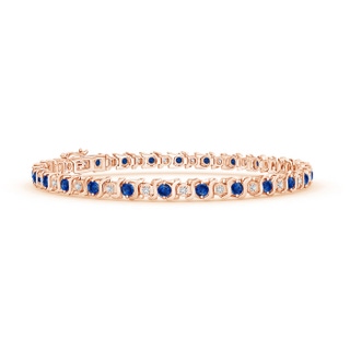 2.5mm AAA S Curl Sapphire and Diamond Tennis Bracelet in 9K Rose Gold