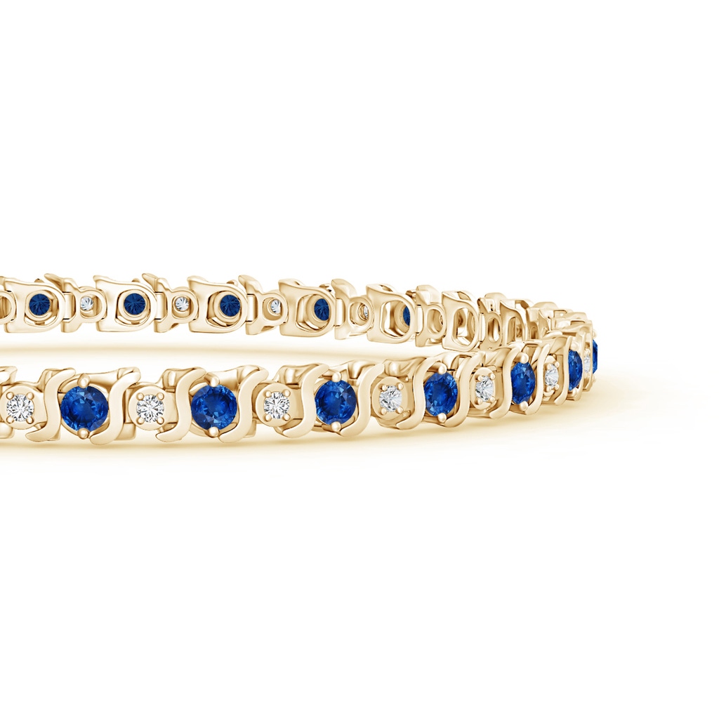 2.5mm AAA S Curl Sapphire and Diamond Tennis Bracelet in Yellow Gold Side-1